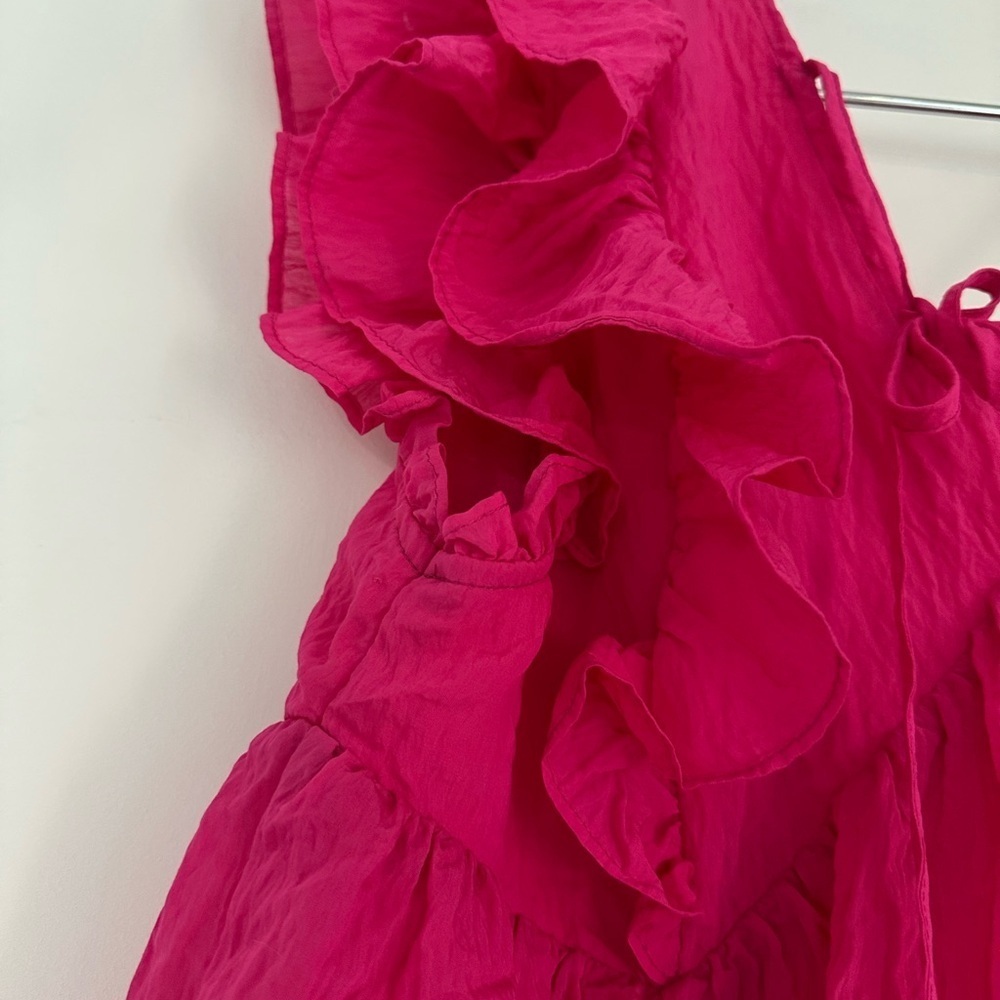 Entro Fuchsia Ruffle Sleeve Blouse - Picture 5 of 8